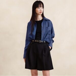 Banana Republic boxy cropped linen shirt